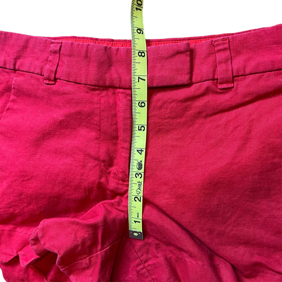J CREW Red Petal Cuff Linen Cotton Blend Shorts, size 0 - Picture 6 of 7